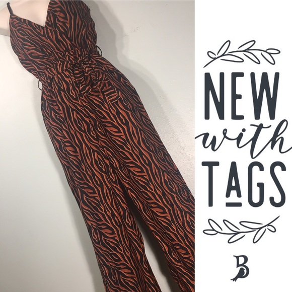Charlotte Russe Pants - Animal Print Sleeveless V-Neck Belt Summer Romper